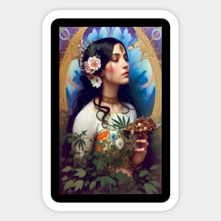 Stoner Chic - Floral Art Deco Girl - Ganja Girl Sticker